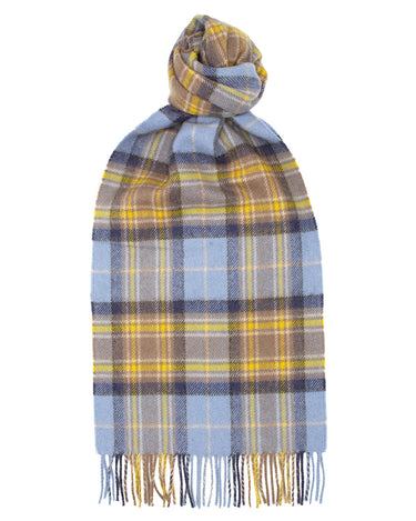 Joshua Ellis Outlet - Classic Block Check Light Blue Cashmere Scarf